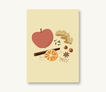 Carte postale Noël - Fruits