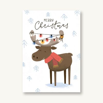 Postkarte Weihnachten - Elch