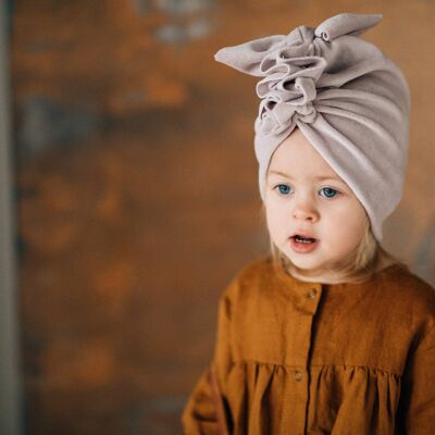 Turban Velours Vieux Rose N°1