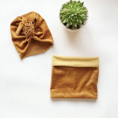 Snood Velours Doré Ocre