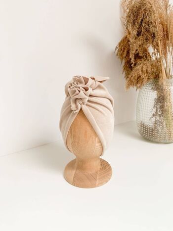 Turban Velours Beige Chaud N°1 2