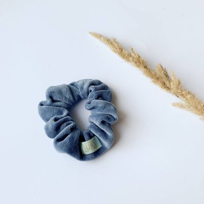 Scrunchie midi de terciopelo azul polvoriento