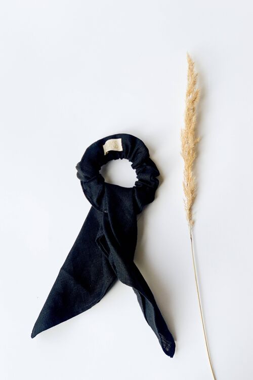 Linen Black Midi Scrunchie with a Sash