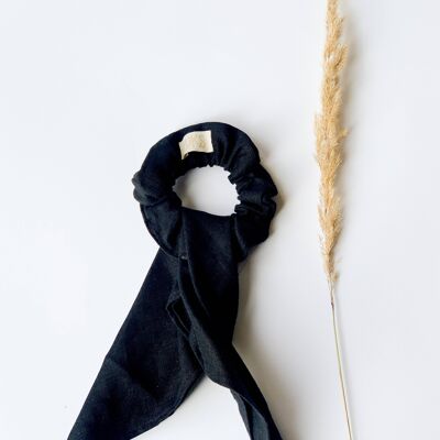 Linen Black Midi Scrunchie with a Sash