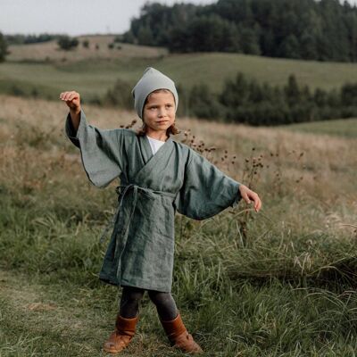 Linen Pine Green Yukata Kimono