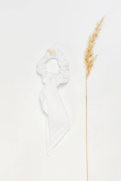 Linen White Midi Scrunchie with a Sash