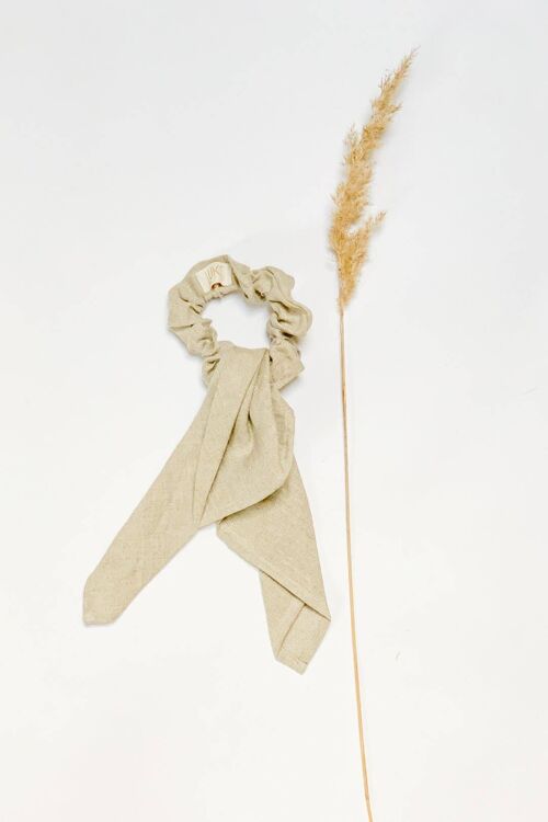 Linen Natural Midi Scrunchie with a Sash