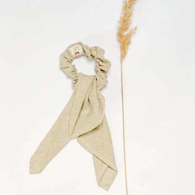 Linen Natural Midi Scrunchie with a Sash