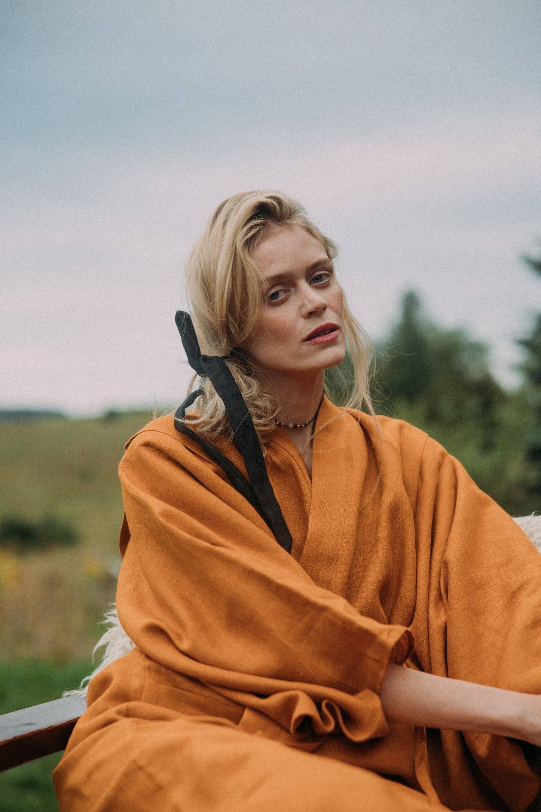 Bande de cheveux en ruban de lin noir