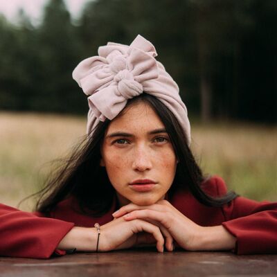 Turban Velours Vieux Rose N°3