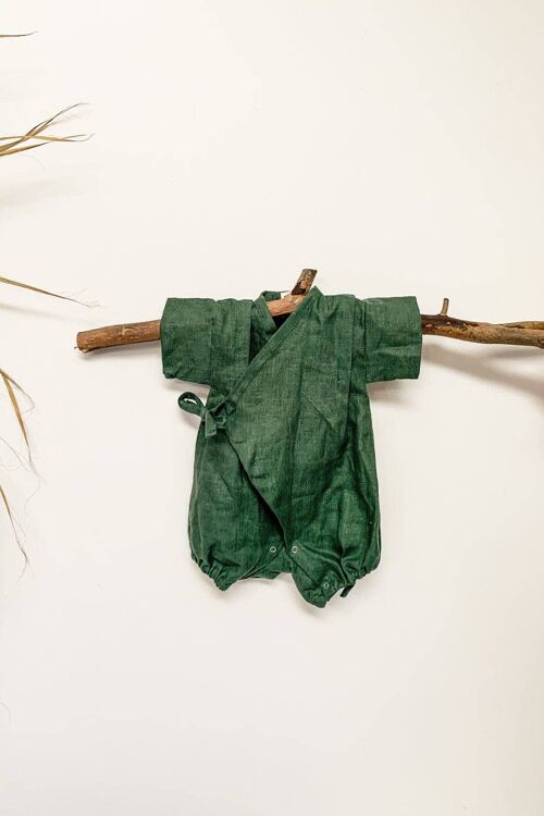 Linen Pine Green Romper