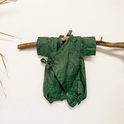 Linen Pine Green Romper