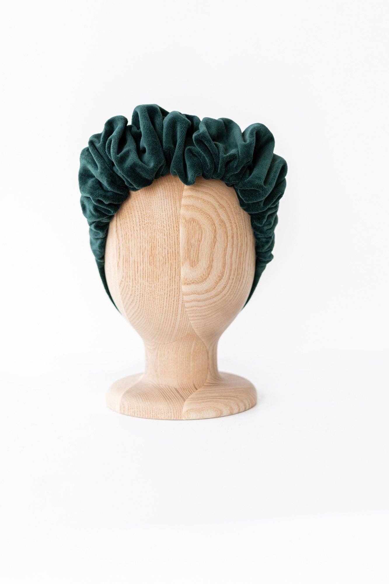 Diadema Royal de terciopelo verde botella