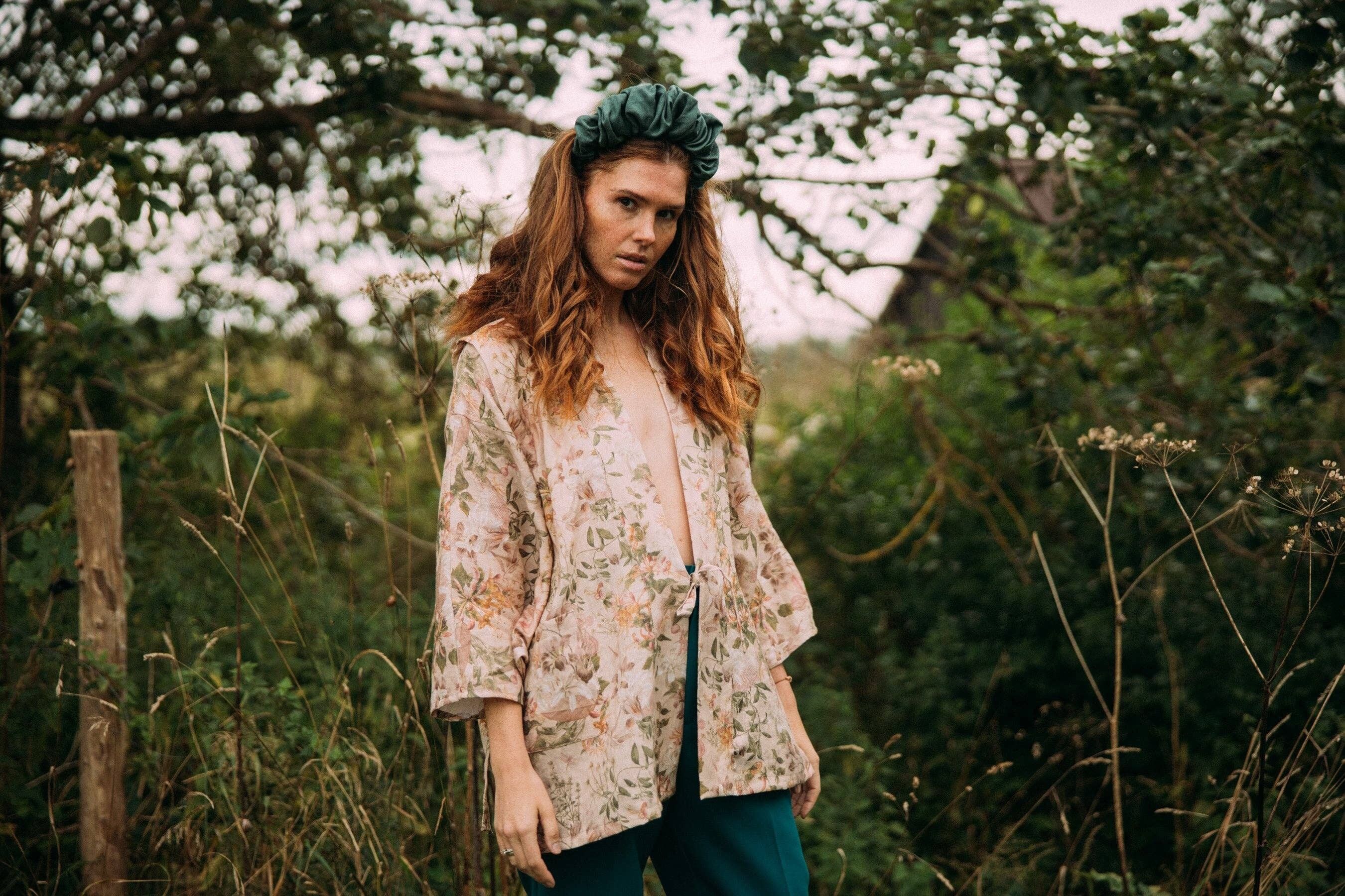 Bandeau Royal en Lin Vert Pin