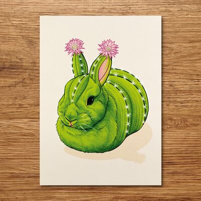 Postal "Conejo Cactus"