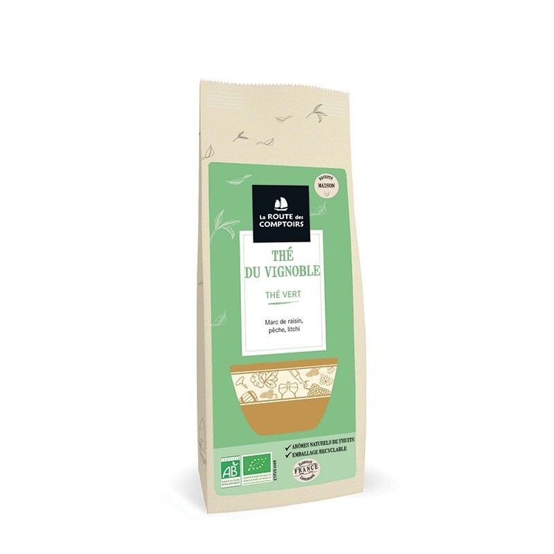 Green tea THÉ DU VIGNOBLE - Marc de raisin, peach, lychee - 100g bag