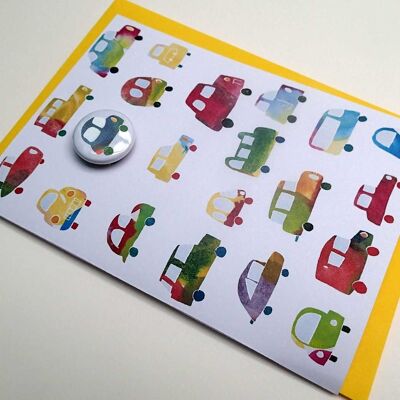 Greeting card with badge - cars pick 'n' mix