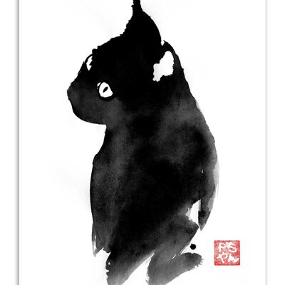 Kunstplakat - Schwarze Katze - Pechane Sumie