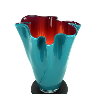 Table lamp glass hand-blown turquoise violet