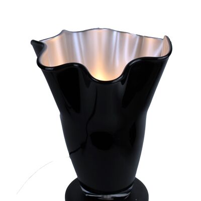 Lámpara de sobremesa vidrio soplado negro plata