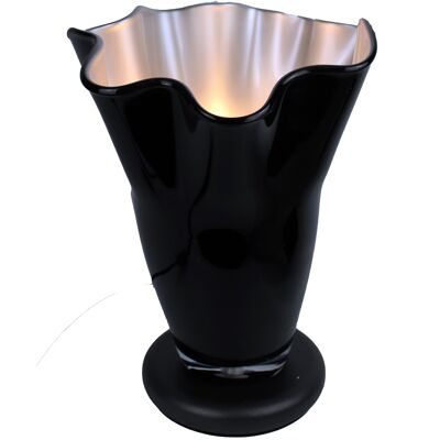 Table lamp hand-blown glass black silver