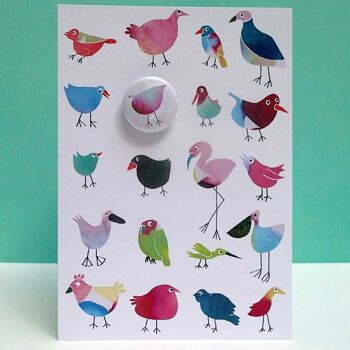 Oiseaux pick n mix - Carte de voeux avec badge 3