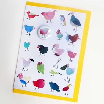 Oiseaux pick n mix - Carte de voeux avec badge 4