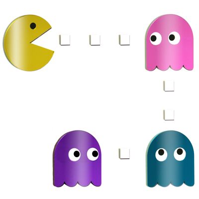 Gekleurde spiegel Pac Man - set