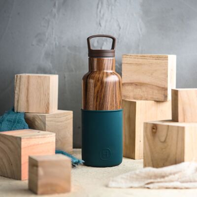 Wood Grain - Thermal Bottle 480mL (Peacock Green)