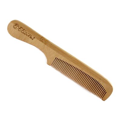 Sustainable plastic-free bamboo comb with handle