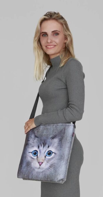 Borsa A Tracolla Figacat En Feltro Grigio Della Linea Funky Bertoni 5