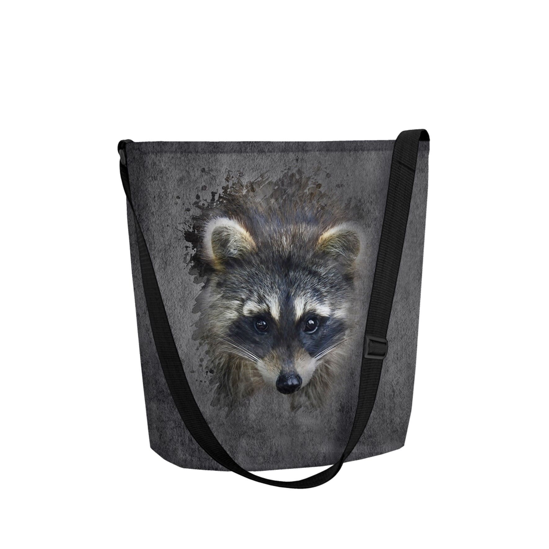 Borsa A Tracolla Racoon In Feltro Grigio Della Linea Funky Bertoni