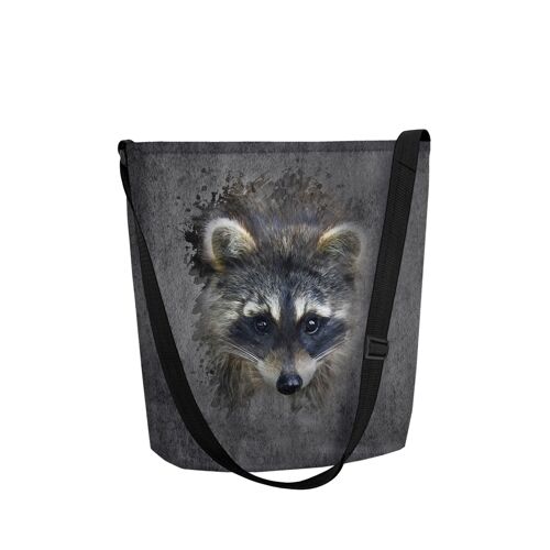 Borsa A Tracolla Racoon In Feltro Grigio Della Linea Funky Bertoni