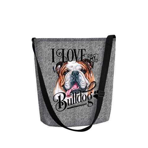 Borsa A Tracolla Love Bulldog In Feltro Grigio Della Linea Funky Bertoni