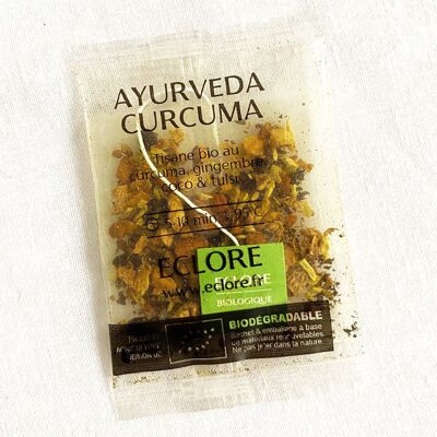 Té de hierbas Ayurveda orgánico de cúrcuma - 40 sobres envueltos compostables