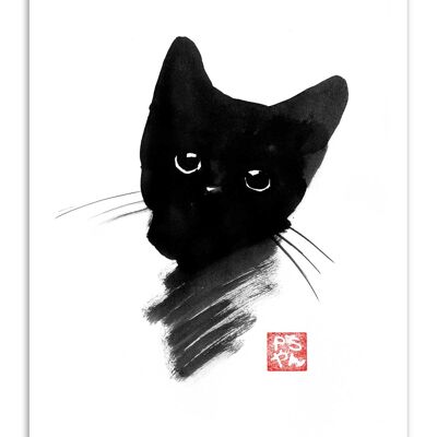 Kunstplakat - Kitty schwarz - Pechane Sumie