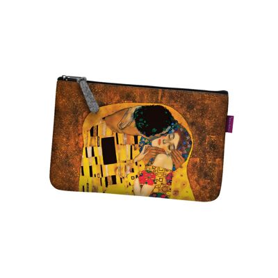 Klimt The Kiss Pochette In Grey Felt Pocket Line Bertoni