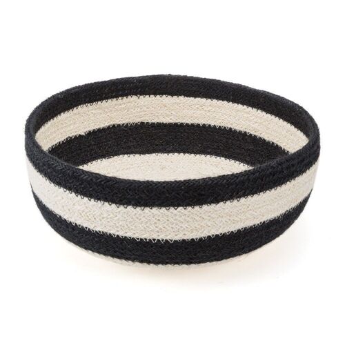 ROUND BASKET BLACK STRIPES 24x11 cm