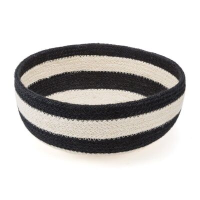 PANIER ROND RAYURES NOIRES 24x11 cm