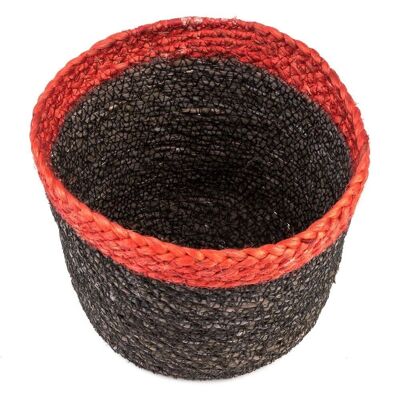 BLACK ROUND BASKET RED EDGE D19 CM