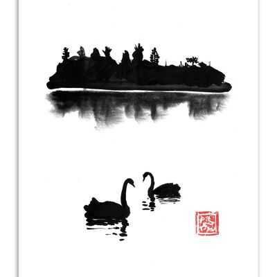 Poster artistico - L'isola dei cigni - Pechane Sumie