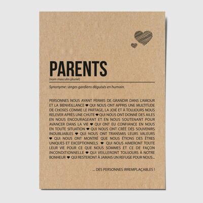 Cartolina di definizione dei genitori