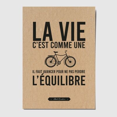 Postkarten-Zitat "Das Leben ist wie Fahrrad fahren..."