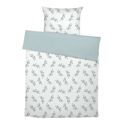 "Twigs - Signature Collection by Mindofsina" Linge de Lit Premium pour Enfant en Pur Coton - Bleu Clair - 135 x 200 cm / 80 x 80 cm