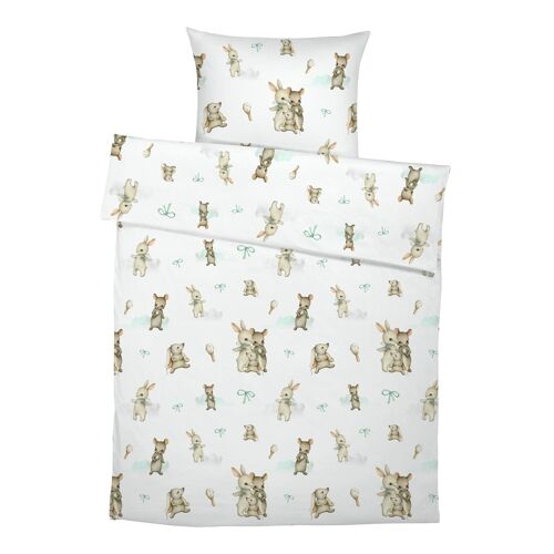“Hasenmaus” Premium Kinderbettwäsche aus reiner Baumwolle - Beidseitiger Motivdruck - 135 x 200 cm / 80 x 80 cm