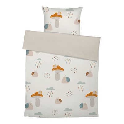 Linge de lit enfant premium "Nordic - Automne" en pur coton - crème - 100 x 135 cm / 40 x 60 cm