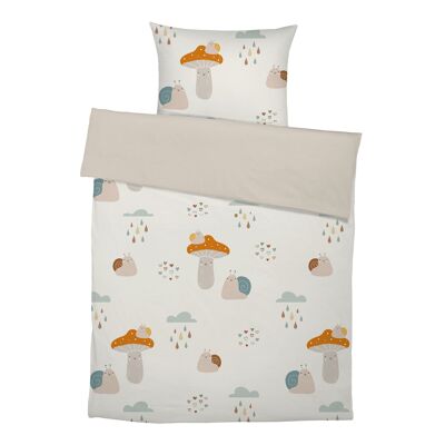 Biancheria da letto per bambini premium "Nordic - Autumn" in puro cotone - crema - 100 x 135 cm / 40 x 60 cm