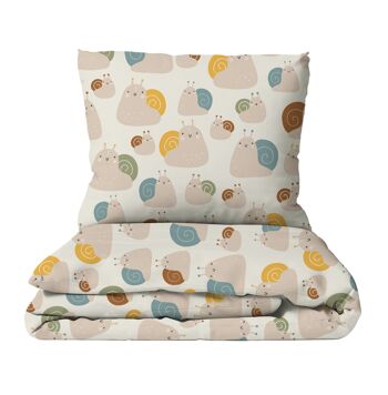 Linge de lit premium pour enfants "Nordic - Funny Snails" en pur coton - crème - 135 x 200 cm / 80 x 80 cm 5