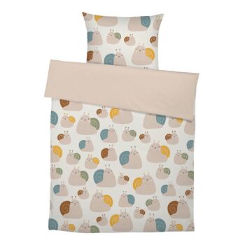 Linge de lit premium pour enfants "Nordic - Funny Snails" en pur coton - crème - 100 x 135 cm / 40 x 60 cm 1