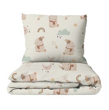 Linge de lit enfant premium « Nordic Bunny » en pur coton - Menthe - 135 x 200 cm / 80 x 80 cm 2